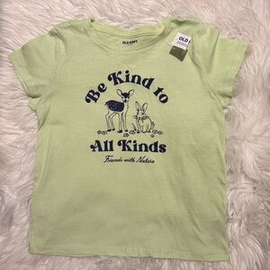 Old Navy Girls Graphic Tee Shirt Size L 10-12 Light Green NWT